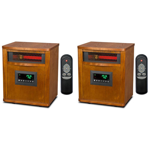 2 Lifesmart 6 Element 1800 Sq FT Portable Infrared Quartz Electric Space Heaters