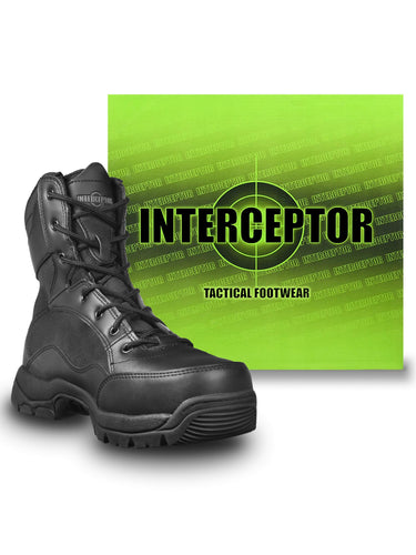 Interceptor Men's Force Tactical Steel Toe Work Boots, Black Leather