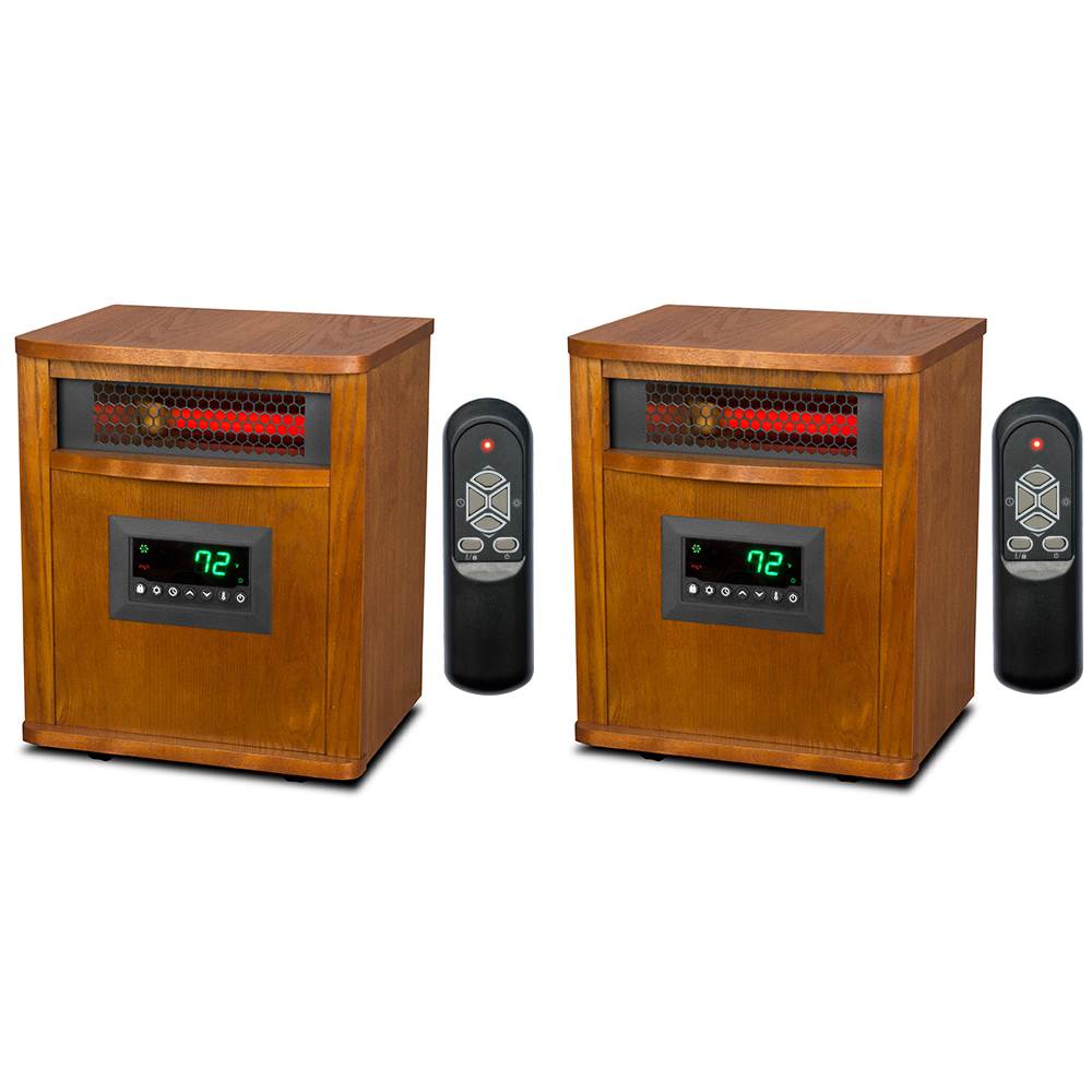 2 Lifesmart 6 Element 1800 Sq FT Portable Infrared Quartz Electric Space Heaters