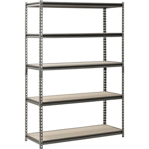 Muscle Rack 48" W x 18" D x 72" H, 5-Shelf Steel Shelving, Silver-Vein